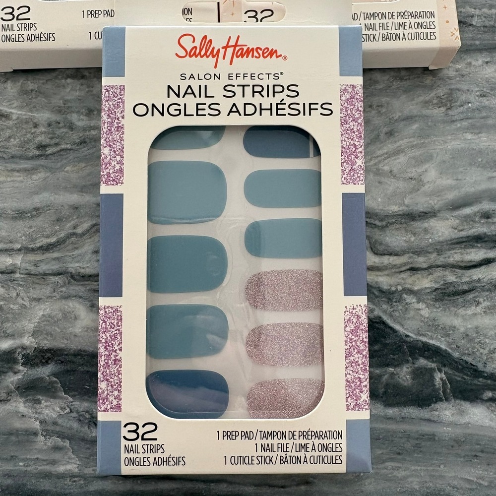 Sally Hansen Salon Effects Nail Strips 32ct Lot of 3 Powdered Sky Frozen Oasis - Picture 2 of 16